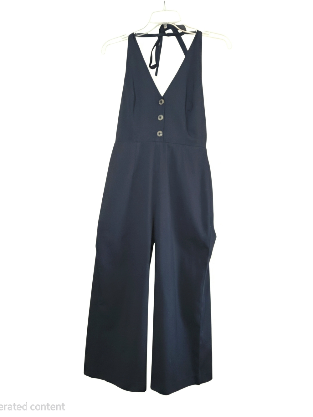 Gianni Bini Navy Halter Vest Wide-Leg Jumpsuit — Size 4